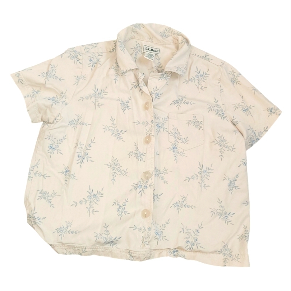 L.L.Bean Vintage Womens Lyocell & Cotton Button Up Top Size Small
